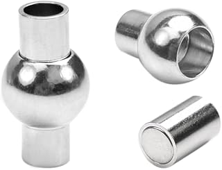 20 Pack 4mm Hole Magnetic Clasps Leather Bracelet Necklace Paracord Fashion Jewelry DIY Leathercraft Accessories Lanyard Connectors #FLQ083-3A Copper Silver-Plated