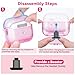 with Safety Lock for AirPods Pro 3 Case 2025,Clear Cases with Phone Stand & Cleaning Kit,Soft TPU Cover for Airpods Pro 3rd Generation Case,Cute Bling Keychain for Women Girls-Pink