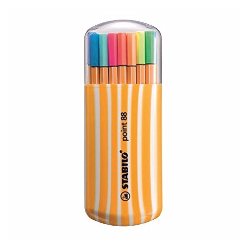 Caneta Ponta Fina – STABILO point 88 – Estojo plástico com 20 unidades – Em 15 cores + 5 cores neon