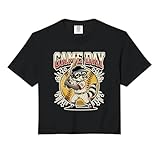 Funny Trash Panda Softball Game Day Raccoon Batter Comfort Colors Crop Top