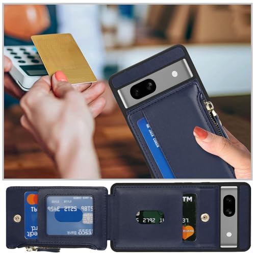 Image of Cavor for Google Pixel 7a Case Wallet with Card Holder, Blue