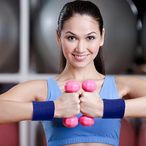Image of Bememo 24 Pcs Wrist Sweatbands Bulk Sports Wrist Bands for Men Women Breathable Athletic Tennis Wristbands Stretchy Absorbent Cotton Terry for Basketball, Baseball, Gym, Working Out