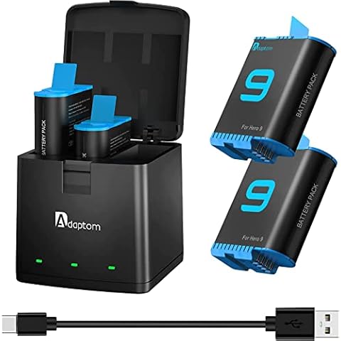 TELESIN Hero 10 Hero 9 Batteries and 3-Channel USB Storage Quick Charger for Gopro Hero 10/9 Black (Charger + 2 Batteries) Cover