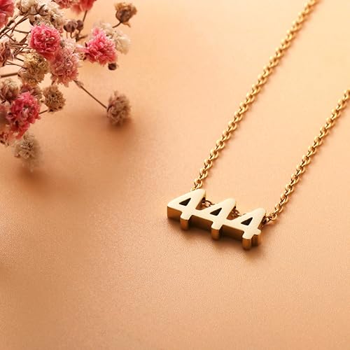 Angel Number Necklace for Women,18K Gold Plated 111 222 333 444 555 777 888 999 1111 Necklace Numerology Jewelry2