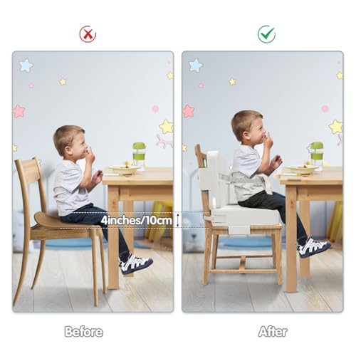 Image of Toddler Booster Seat for Dining Table,Booster Seat for Kitchen Chair with Extended Straps,2PCS Portable with Safety Buckles,Suitable for Kids Aged 3-12 in Restaurants(Silver Gray)