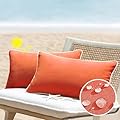 All Smiles Burnt Orange 12x20 Set of 2 Outdoor Waterproof Lumbar Pillowcase Throw Pillow Covers Decorative Outside Patio Furniture Cushion Cases Decor for Garden Bench Porch Couch Tent Sunbrella
