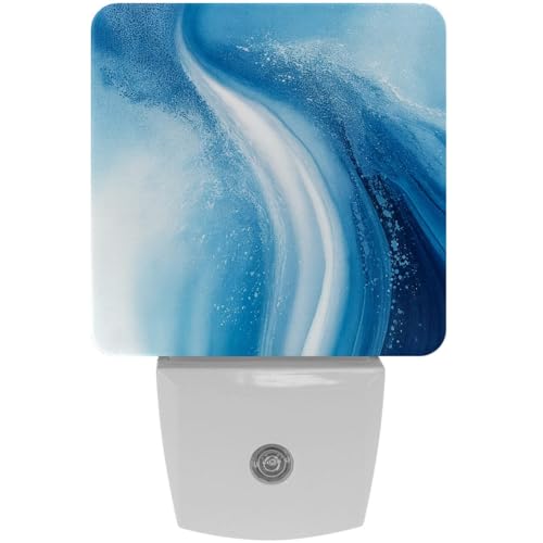 Image of NEWzone Blue Marble Night Light [2 Pack], Plug in Wall Led Night Lights Decor for Boys Girls Room, Dusk to Dawn Sensor Wall Lamp for Stairway /Bedroom /Kitchen /Nursery Room