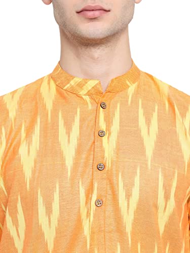 Image of Vastraa Fusion Men's Printed Kurta Pure Cotton Long Kurta, Round Collar, Full Sleeves, Button Kurta, Ethnic Wear