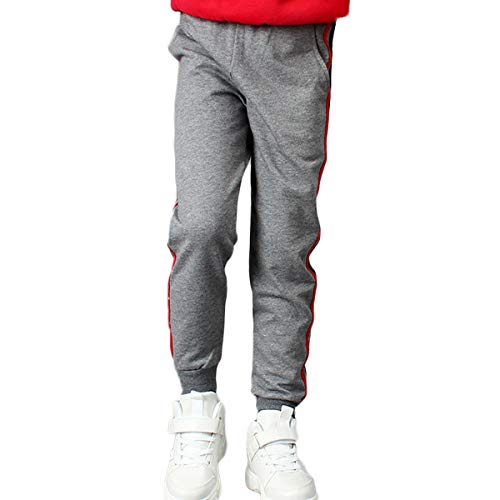 FLOWERKIDS Boys Jogger Pants Striped Cotton Sweatpants Adjustable Waist Trousers Age 5-14 Years2