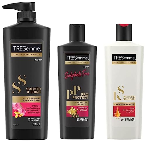 TRESemme Smooth & Shine Shampoo 580 ml&TRESemme Pro Protect Sulphate Free Shampoo, 340 ml&TRESemme Keratin Smooth Conditioner 335 ml