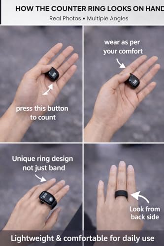 Image of Digital Counter for Chanting Mantra | Naam Jap Counter Ring | Jap Counter Finger with OLED Display (Code S7), Type-C Rechargeable Tally Counter for Mantra,99999 Count, 180 Rotation (Black)