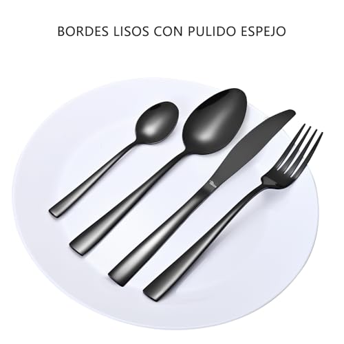 Image of Otto Koning Cutlery Set 32 Pieces - Black Cutlery Set Made of High-Quality Stainless Steel, Modern Cutlery Sets for 8 People, Dishwasher Safe, Mirror Polished, Durable, Elegant Design