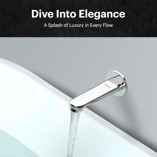 Image of Coral Brass Bath Tub Spout with Wall Flange for Bathtubs | Faucet for Bathtubs | Wall Mount | Tap with 1 Wall Flange| Chrome Plated| Modern Design| 10 Years Warranty
