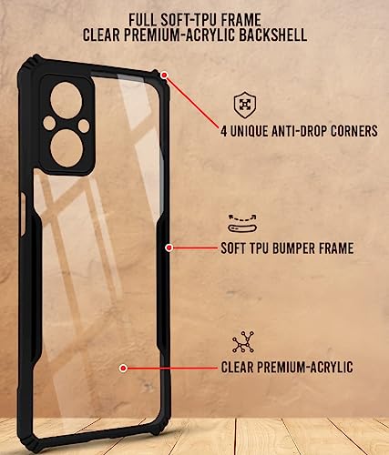 Image of Jkobi Back Cover Case for Oppo F21 Pro 5G (Shockproof with Polycarbonate Clear Panel | Professional Black)