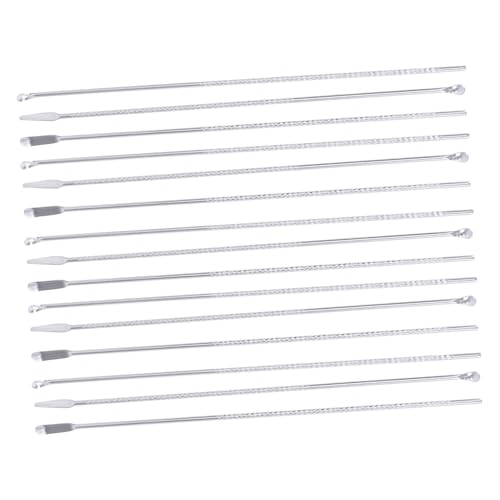 minkissy 15 Piezas cuchara de oreja de acero inoxidable recogedor de cera del oído limpiador de orejeras earwax remover ear cleaning kit cucharas para sacarse las orejas cucharas de cerumen