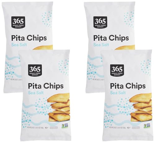 Image of 365 by Whole Foods Market, Sea Salt Pita Chips, 18 Ounce (Pack of 4)