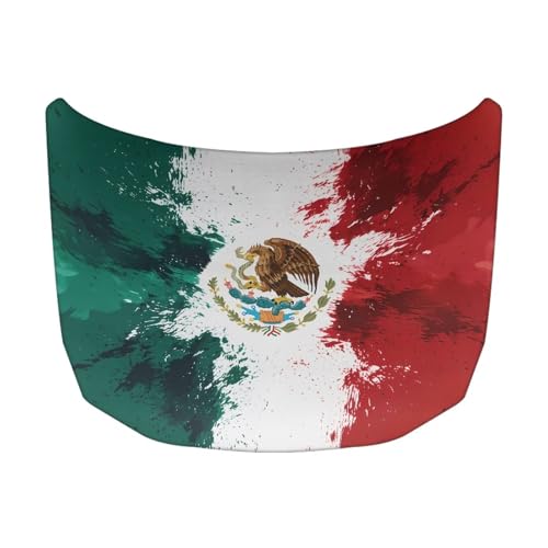 Image of Car Hood Cover Protector 59x39 inches Stretchable Auto Hood Wrap Waterproof Mexican Flag Auto Exterior Accessories for Compact Sedans SUV Trucks