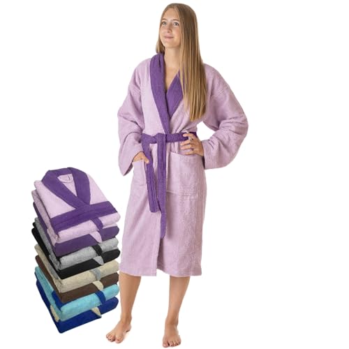 LEBENGOOD Albornoz Mujer 100% Algodón Rizo Americano 450 gsm - Bata de Baño para Ducha, Suave, Absorbente, Unisex, OEKO-TEX® (BicMuj Rosado, M)