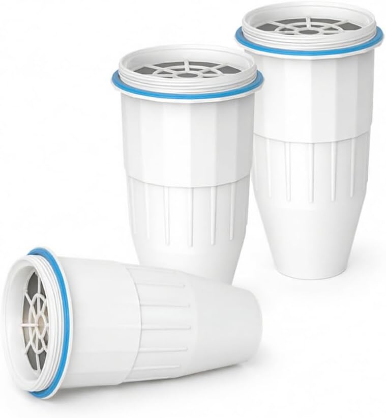 Upgraded Water Replacement Filter Compatible with Zero Pitchers and Dispensers ZR-001 ZR-004 ZR-017, 5-Stage Filter System 0 TDS, Reduce Lead, Chromium, and PFOA/PFOS, 0 Water Filters 3 Pack