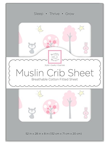 Image of SwaddleDesigns Cotton Muslin Fitted Crib Sheet /Toddler Sheet, Pink Thicket, 28x52x6 Inch (Pack of 1)
