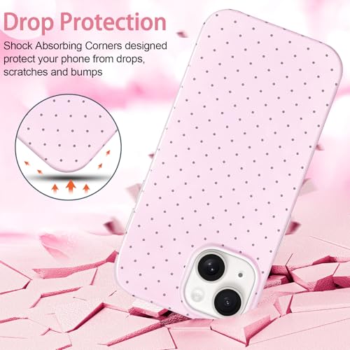 Hython for iPhone 14 Case & iPhone 13 Case Cute Polka Dot Aesthetic Design Simple Cover 6.1", Thin Slim Anti-Scratch Soft TPU Bumper Shockproof Rubber Protective Phone Cover Women Girls Girly, Pink - image 4