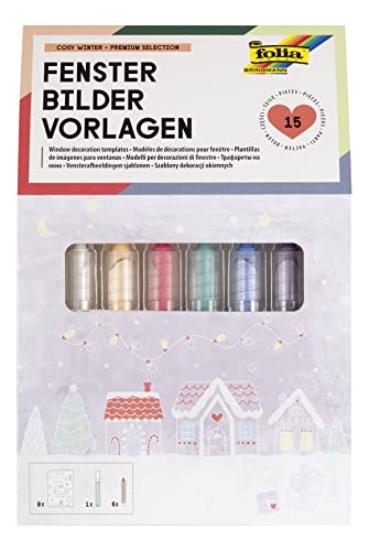 folia 39249 - Premium Fensterbilder Set 'Cosy Winter' mit 8 vorgedruckten...