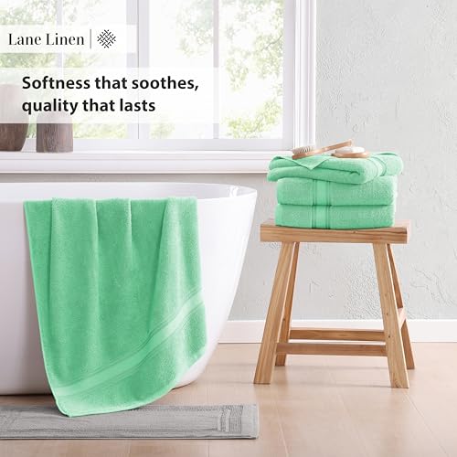 LANE LINEN Luxury Bath Towel Set of 12 – 100% Mercerized Cotton, 4 Bath Towels, 4 Hand Towel & 4 Washcloths, Zero Twist, Remains Soft & Absorbent Even After Multiple Washes - Aqua Sky
