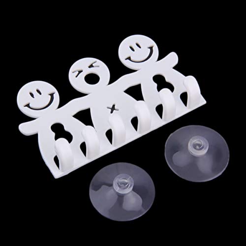 Preisvergleich Produktbild Monlladek Fashion Light Weight Lächelndes Gesichtsmuster Badezimmer Küche Zahnbürste Handtuchhalter Wand Sauger Haken Zubehör (weiß)
