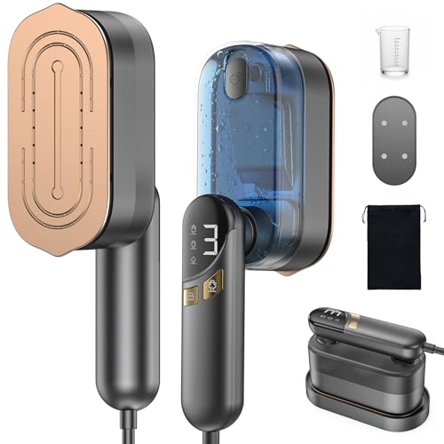 Image of LOXP 2-in-1 Handheld Steamer Iron for Clothes, 1000W, 9s Fast Heat-Up, 120V | Travel Steamer with Ceramic Soleplate, Leak-Proof 170mL Tank, Self-Clean, Portable Wrinkle Remover for Home & Travel, Black