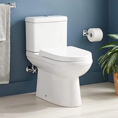 Signature Hardware 447387 Milazzo 1.28 GPF Two Piece Elongated Skirted Chair Height Toilet - Seat Included - White