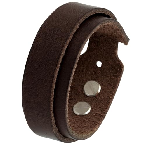 Simaru Bracelet en cuir véritable de qualité supérieure fabriqué en Allemagne - Pour homme et femme - Doux pour la peau - Fermoir à rivets à vis robustes...