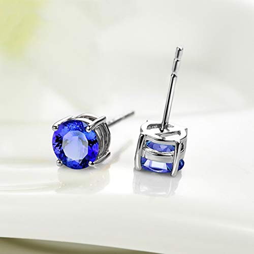 Boucles d'oreilles Tanzanite Bleue 1.8ct TABOJS en Or Blanc 18K - 3