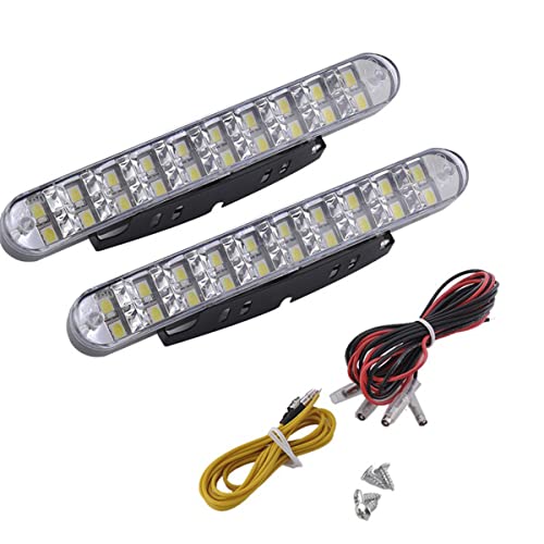 FOLGEMIR LED Tagfahrlicht, dimmbare Tagfahrleuchten, 2x 30 LEDs, DC 12V, Weiss/Gelb Blinker, E4