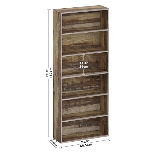 Image of IRONCK Bookshelves and Bookcases Floor Standing 6 Tiers Display Storage Shelves 70 in Tall Bookcase Home Decor Furniture for Home Office, Living Room, Bed Room
