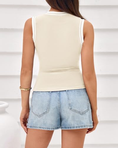 Image of BTFBM High Neck Tank Top for Women Sleeveless Ribbed Y2k Clothes Basic Shirts Going Out Outfits Spring Summer Tops 2026