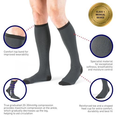Image of Neo G Men's Compression Socks - True Graduated Compression - Class 1 Medical Device - Grey