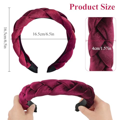 LOPHE Velvet Braided Headband, Twisted Braid Rough Edge Hair Band, Non-Slip Twisted Knotted Headband - Image 2