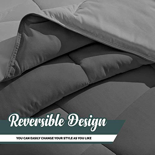 Image of Microfiber Reversible Comforter | Lightweight Blanket | Quilt for Super King Bed in Black & Orange Color 200 GSM