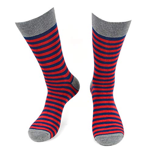 BG Premium Dress Socks for Men. Classic and Formal Apparel Patterned Socks, 3 Pair Set with a Gift Box - Red, White, and Blue2