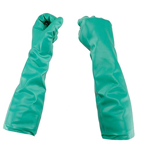 Gants de travail résistant à l'usure Gants de travail allonger huile/nitrile caoutchouc/plante chimique/peinture/gants ménagers (Color : Green, Size : L)