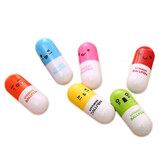 PULABO Stylo à bille rétractable, 6 Pcs Mignon Sourire Visage Pill Stylo À Bille Stylo Télescopique Pill Capsule Stylo pour Enfants Créatif et Utile Ça marche