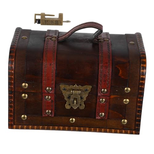 Cabilock Antique Stash Organizer with Lock Decorative Keepsake Case for Home Decor Rustic Storage Dark Brown