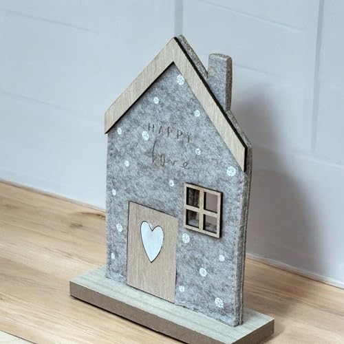 'Happy Home' freistehendes dekoratives Filzhaus (16 x 12 x 4 cm)