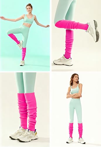 Image of v28 Women Warm Leg Warmers 80s Retro Party Costume Knit Ballet Neon Long Socks