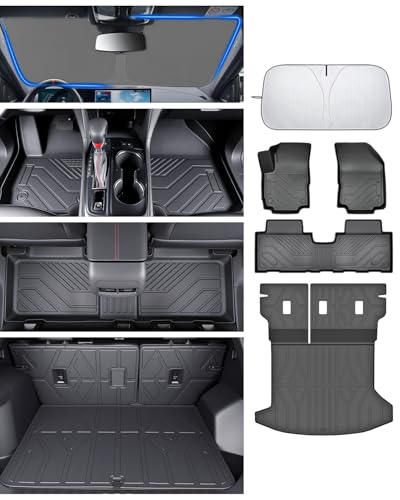 Runine Floor Mats for Chevy Equinox 2025-2026/GMC Terrain (Not for EV) All Weather Protection Custom Floor Mats Trunk Cargo and Car Windshield Cover Set for Chevy Equinox Accessories