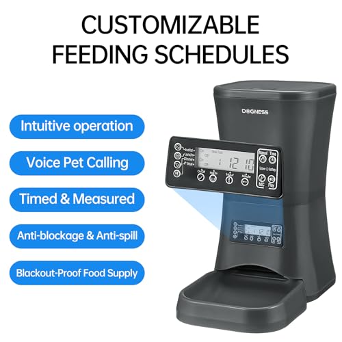 DOGNESS 9L Hundefutterautomat für große Hunde, Automatischer Hundefutterspender mit Timer, Extra groß, Programmierbarer automatischer Tierfutterspender, Portionskontrolle