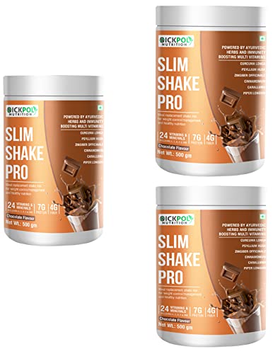 Image of Slim Shake Pro Protein Powder-Meal Replacement Shake For Weight Control & Management-Sugar Free,Healthy,(7g Protien 4G fiber 24 Vitamins&Minerals) For Men & Women (Chocolate 3 Pack)