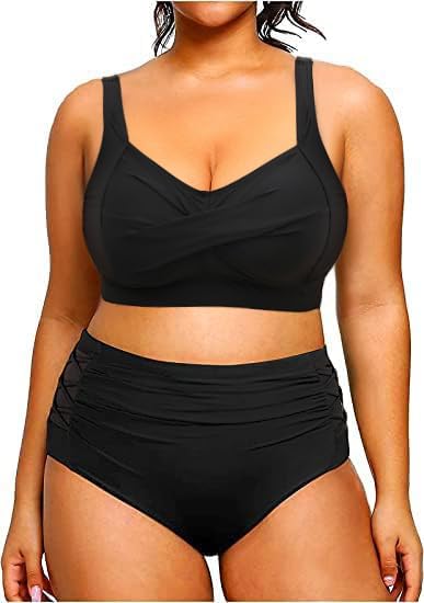Daci Women's Plus Size Bikini Sets - High Waisted Two-Piece Swimsuits with Tummy Control