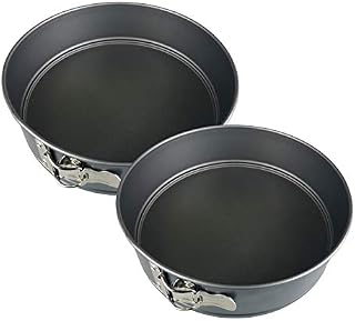 Non Stick Cake Tin - Set of 2 - 24cm 9.5inch Round Springform Quick Release Non Stick Cake Baking Tin with Loose Base