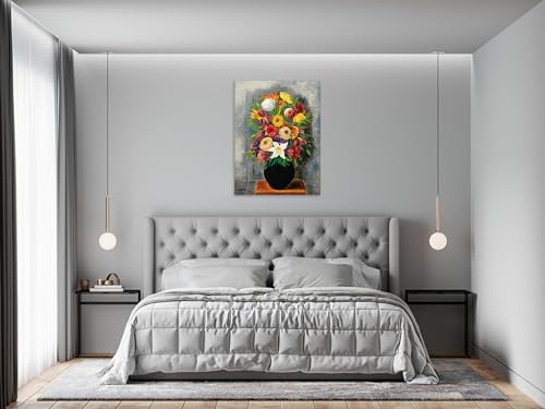 Tableau de fleurs abstrait grand tableau de décoration murale 80x105 - 5